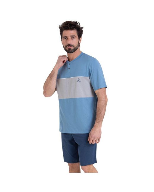 Pijama con short Athena de hombre de color Blue