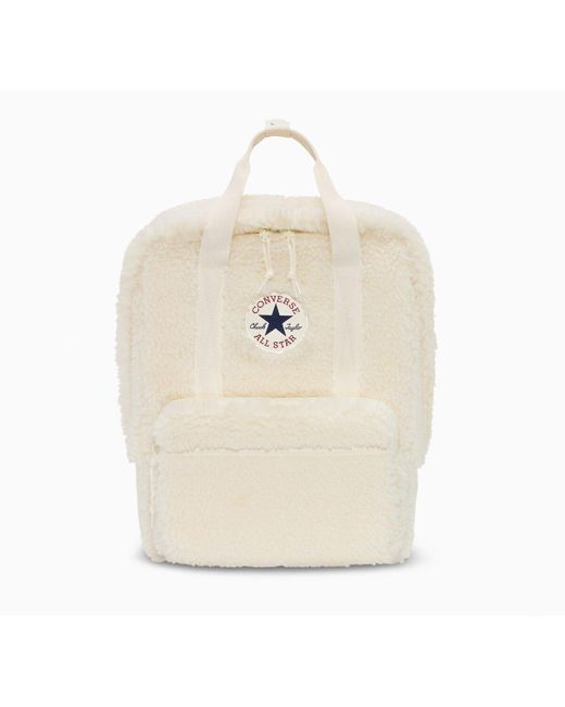 Mochila en borreguito Small Square Converse de color White