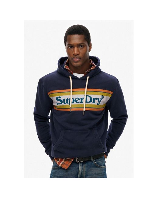 Sudadera con capucha con impresión Superdry de hombre de color Blue
