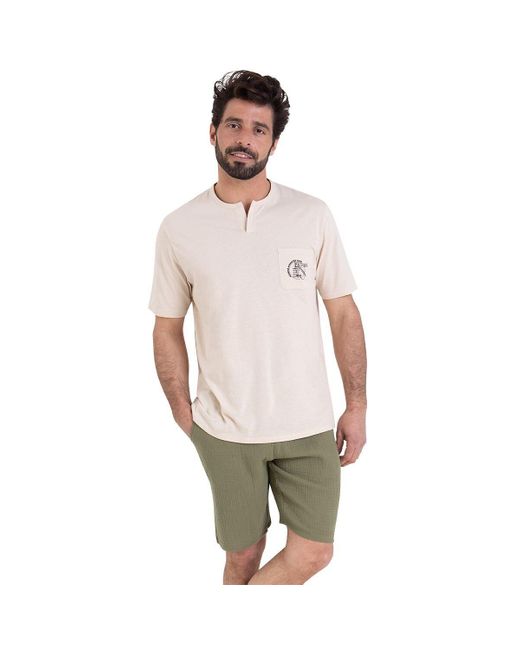 Pijama con short Athena de hombre de color Natural