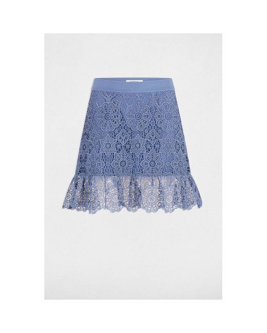 Falda corta de encaje con volantes Morgan de color Blue
