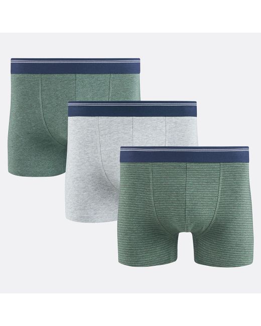 Lote de 3 bóxers, 2 lisos + 1 a rayas LA REDOUTE de hombre de color Blue