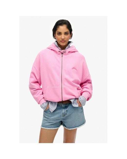 Sudadera con capucha cremallera y logo Essential Superdry de color Red