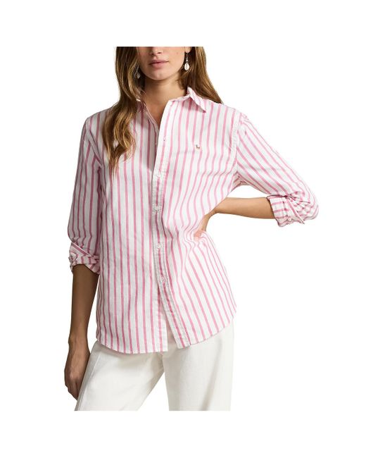 Camisa a rayas de manga larga Polo Ralph Lauren de color Pink