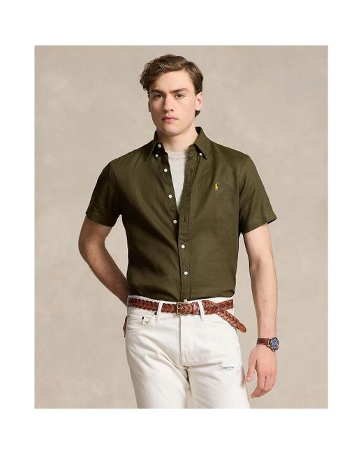 Camisa recta custom fit de lino Polo Ralph Lauren de hombre de color Green