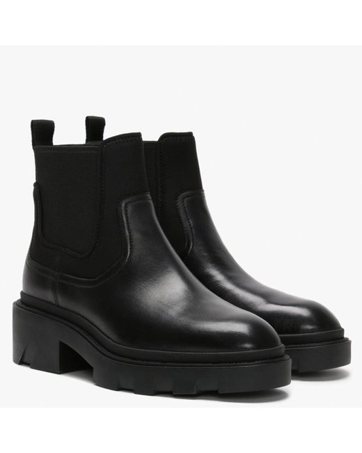 leather chunky chelsea boots
