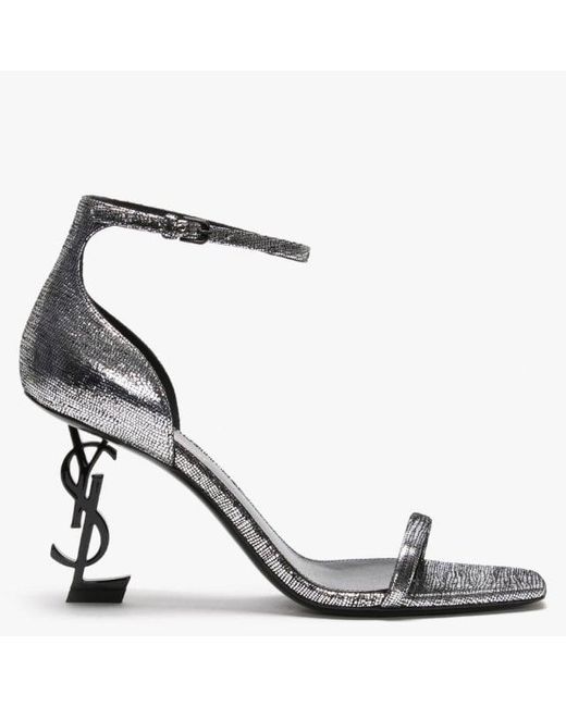 silver ysl sandals