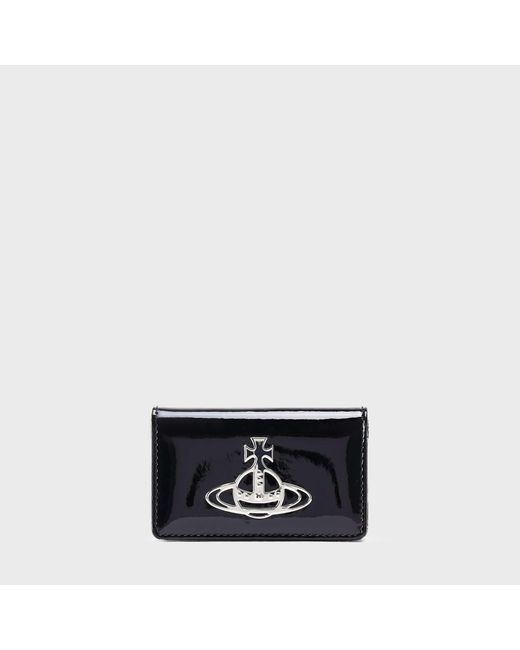 Vivienne Westwood Orb Patent Card Holder in Black | Lyst