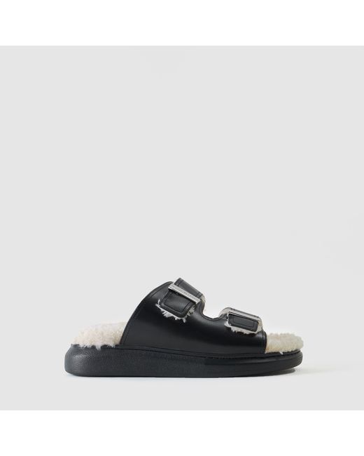 Alexander McQueen Hybrid Shearling Sandals in Black Lyst