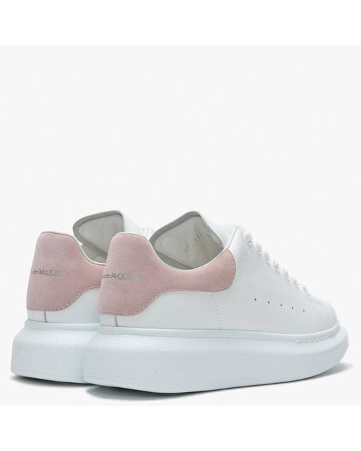 Alexander McQueen Suede Oversized Pink Flash Trainers in White - Save 6 ...