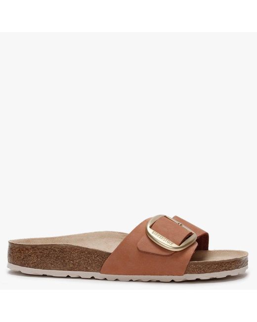 birkenstock madrid big buckle flat sandals in tan