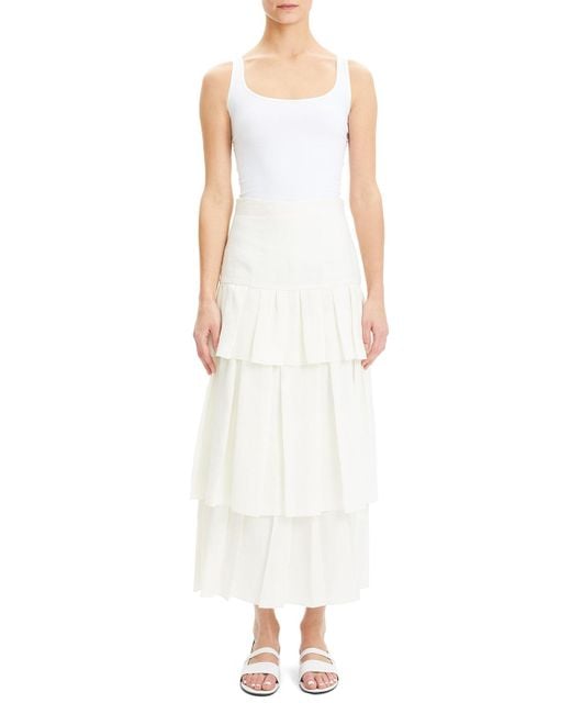 Theory Tiered Linen Maxi Skirt in White - Save 66% - Lyst