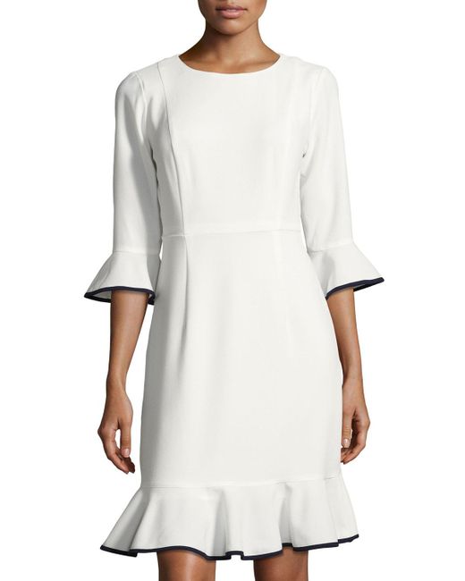 Nanette nanette lepore 3/4-sleeve Flounce-hem Dress in White | Lyst