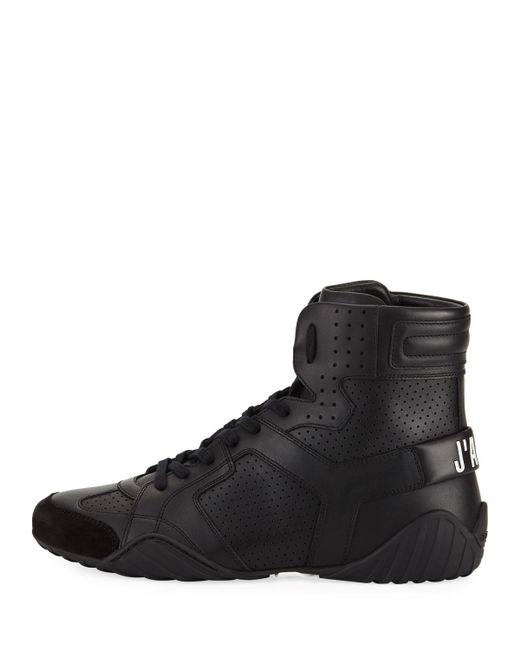 Dior Leather D Fence Perforated High-top Sneakers Black for Men - Lyst
