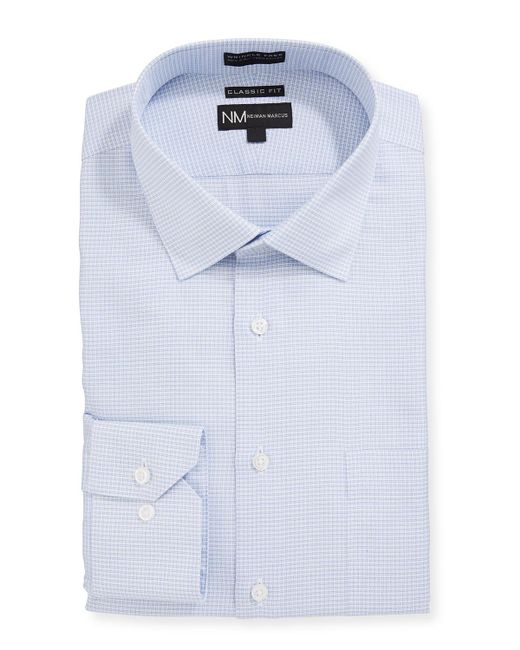 Neiman Marcus Cotton Men's Classic Fit Non-iron Check Dress Shirt in ...