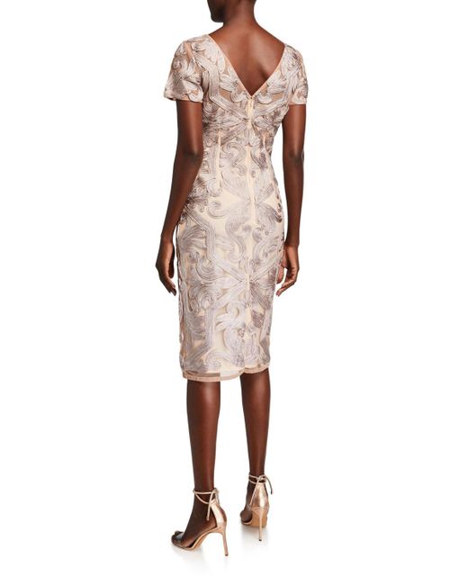 js collections illusion embroidered capelet gown