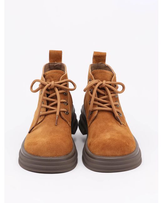 Lattelier Rubber Round Toe Platform Work Boots in Brown Lyst