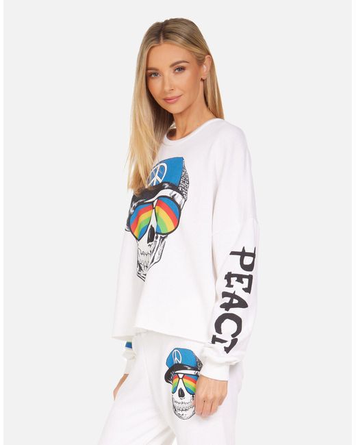 Lauren Moshi Lee Rainbow Peace Skull in White | Lyst