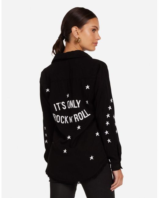 Lauren Moshi Women's Black Sloane Only Rock N' Roll