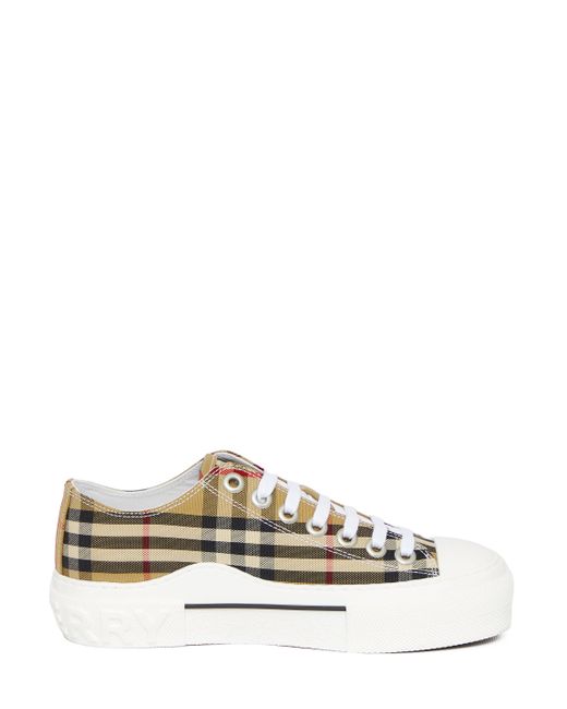 Burberry Brown Low Top Check Sneakers