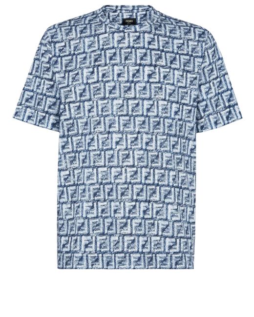 T-shirt girocollo FF di Fendi in Blue da Uomo
