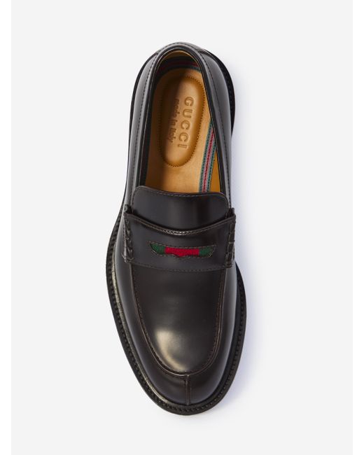 Mocassino Con Dettaglio Web di Gucci in White da Uomo