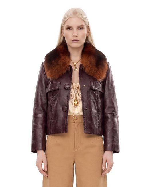 Chloé Brown Short Leather Jacket