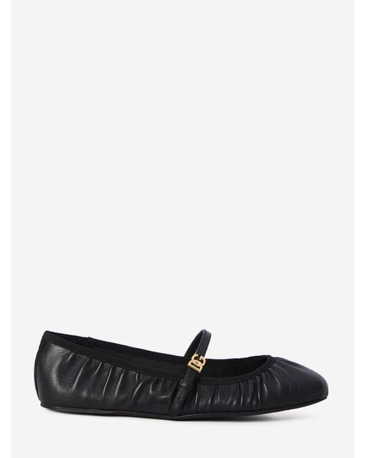 Dolce & Gabbana Black Satin Ballet Flats