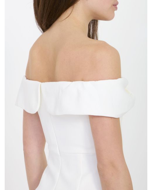 Self-Portrait White Bow Crepe Mini Dress