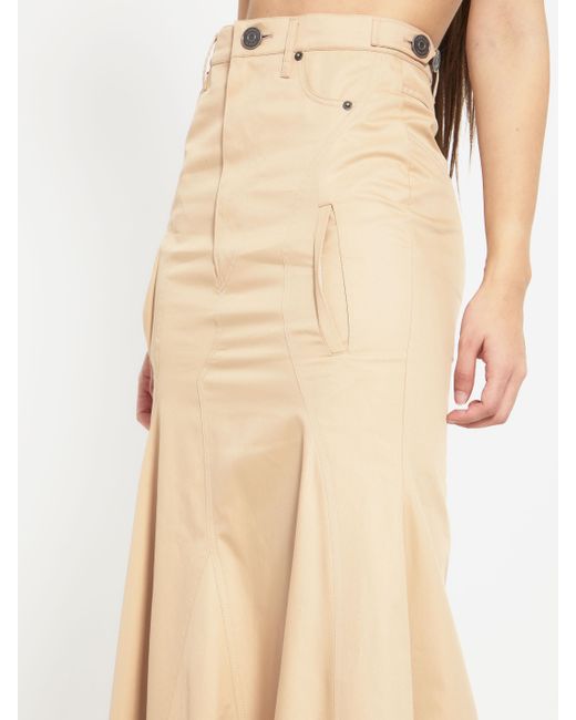Burberry Natural Cotton Gabardine Long Skirt