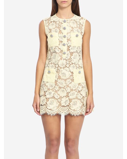 Self-Portrait White Fine Lace Mini Dress