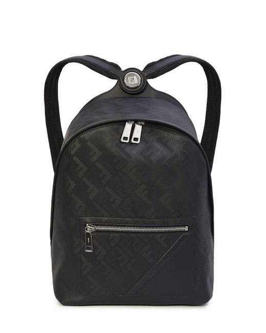 Fendi Black Chiodo Shadow Diagonal Backpack for men