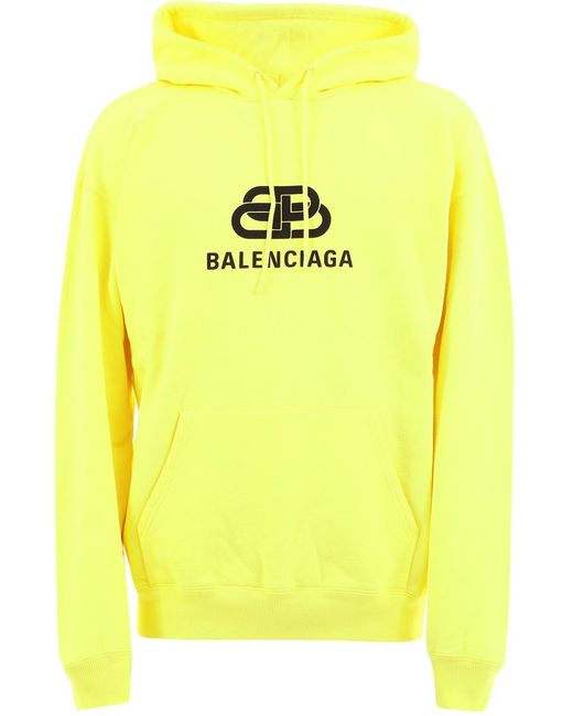 Balenciaga Yellow Bb Back Pulled Hoodie for men