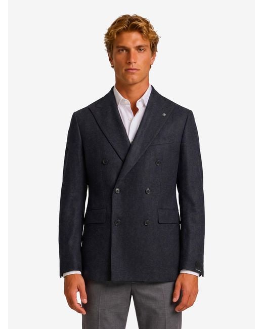 Tagliatore Blue New York Doublebreasted Virgin Wool Jacket for men