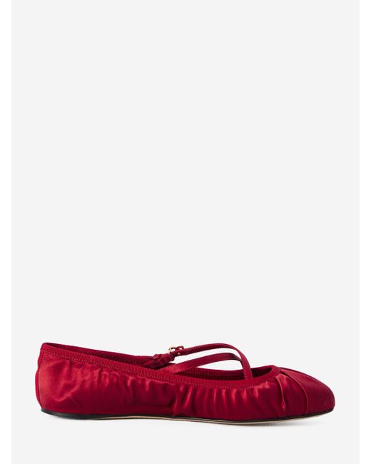 Dolce & Gabbana Red Satin Ballet Flats
