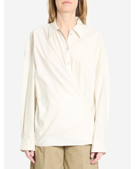 Lemaire White Oat Milk Asymmetric Shirt