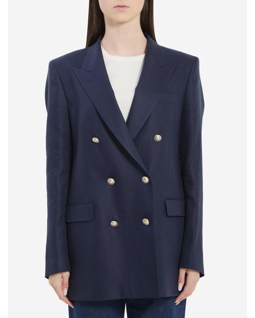 Tagliatore Blue Doublebreasted Linen Jacket