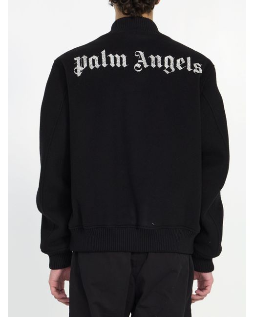 Palm Angels Black Varsity Monogram Jacket for men