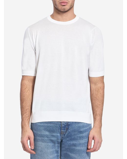 John Smedley White Kempton Tshirt for men