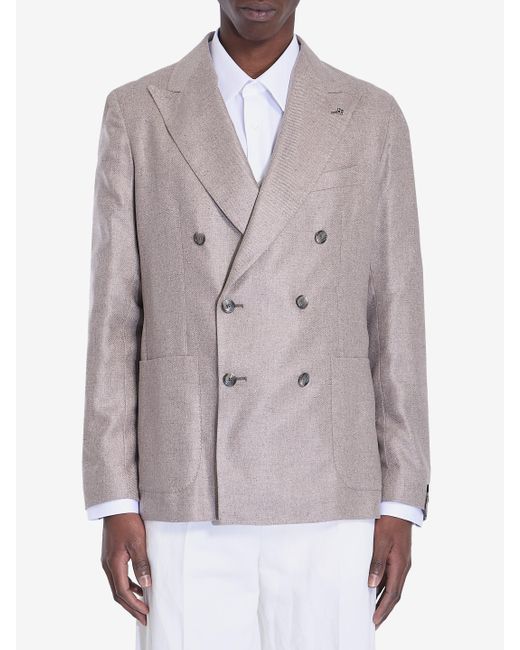Tagliatore Gray Doublebreasted Silk Jacket for men