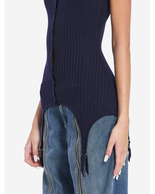 Jean Paul Gaultier Blue Top With Lingerie Garter