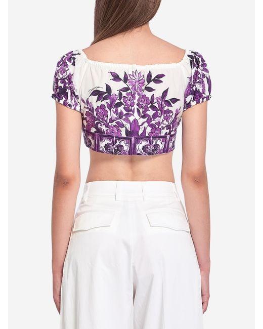 Dolce & Gabbana White Top With Maiolica Print