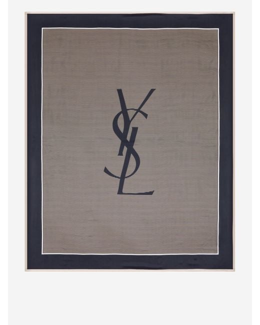 Saint Laurent Gray Cassandre Striped Stole