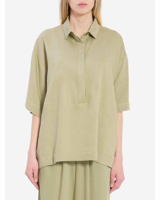 Frankie Shop Green Eda Fluid Polo Shirt
