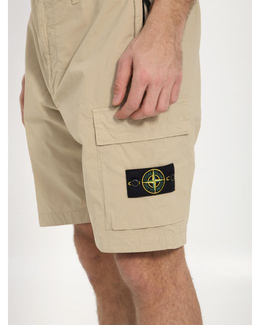 Stone Island Natural Cargo Bermuda Shorts for men