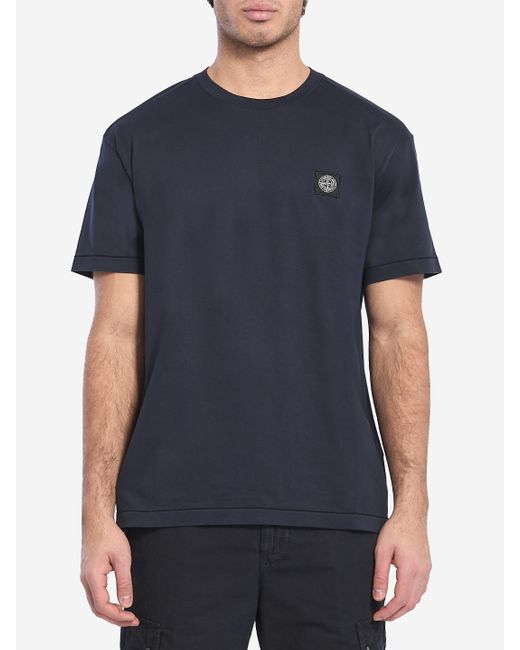 Stone Island Blue Cotton Tshirt for men