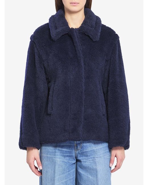 Max Mara Blue Cropped Teddy Coat