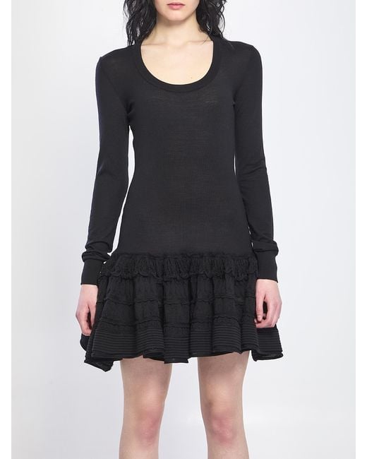 Alaïa Black Wool Crinoline Mini Dress