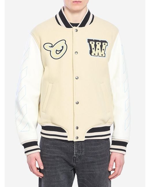 Off-White c/o Virgil Abloh Natural Varsity Bomber Jacket for men
