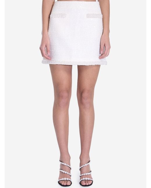 Self-Portrait White Boucl Mini Skirt
